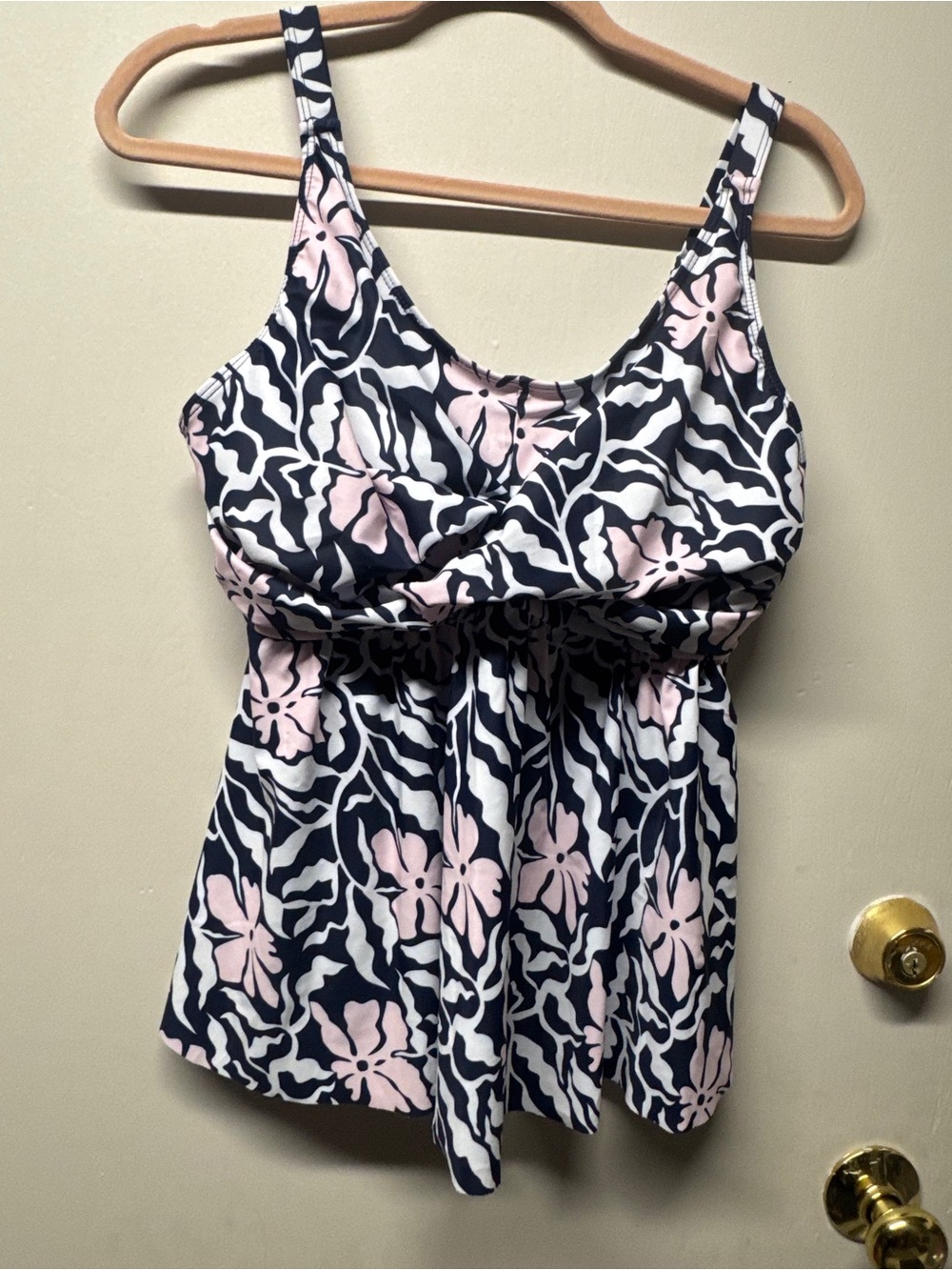 BloomChic Pink & Navy Floral Zebra Tankini Top